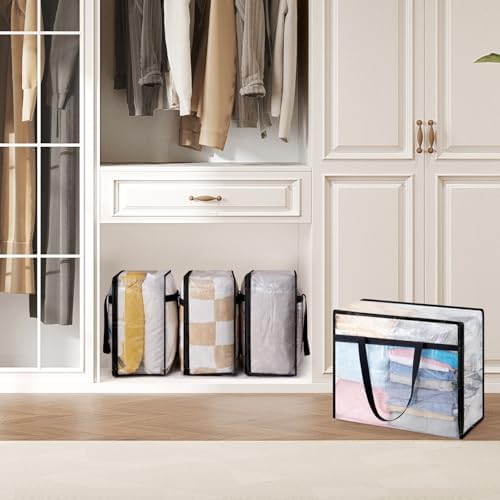 Lifewit 4 Pack Clear Storage Bags, 45L Clothes Organizer - Image 5