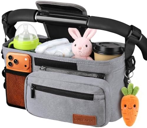 Universal Stroller Caddy with Cup Holder, Stroller Organizer Bag by Welcome