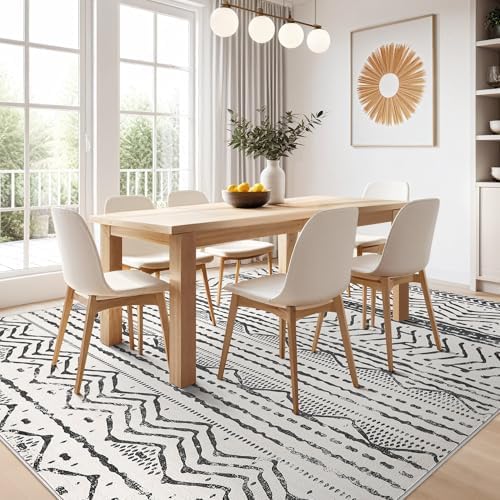 Nakagishi Black Rug Living Room Rugs: 10x14 Machine Washable Boho Large Neutral - Image 6