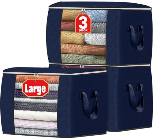 Fab totes 90L Clothes Storage, Foldable Thick Fabric Blanket Storage Bags by Fabtotes