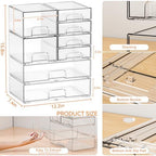 Yieach 8 Pack Clear Stackable Storage Drawers, Acrylic Drawer Organizer - Image 3