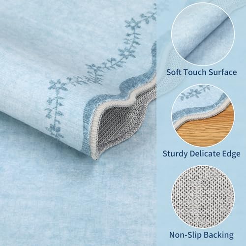 GarveeHome 2.5x8 Scalloped Washable Runner Rug Non Slip Hallway Kitchen Rug - Image 4