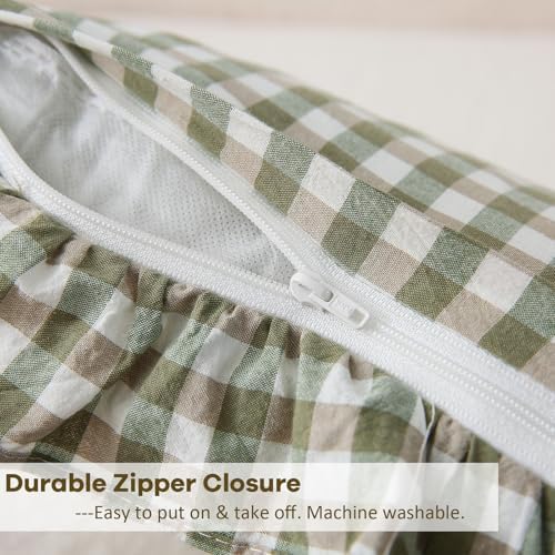 2 Pack Sage Green Gingham Lumbar Throw Pillow Shams 12''x20'' - Image 6