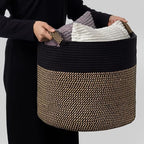 Blanket Basket for Living Room, Woven Rope Storage Basket - Image 3
