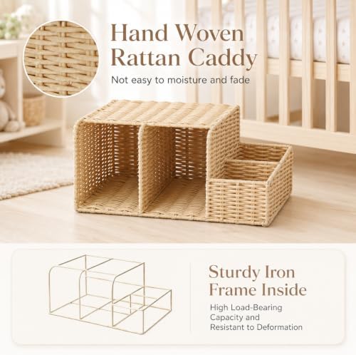 Rattan Diaper Caddy Organizer for Changing Table - Image 5