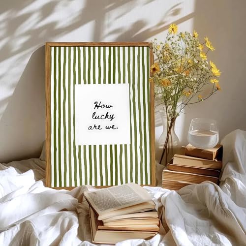 Framed How Lucky Are We Wall Art, Trendy Inspirational Quote Paintings Canvas - Image 2