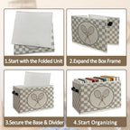Vintage Brown Checkered Crossed Tennis Foldable Storage Box - Image 5