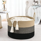 67L Large Woven Blanket Basket, Cotton Rope Baby Laundry Hamper - Image 4