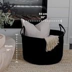 OrganiHaus Round Toy Basket & Blanket Basket, Cotton Rope 20x13" - Image 2