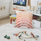 QIYUHOY Orange Kids Rainbow Classroom Throw Pillow Covers, 18x18 Inch - Image 2