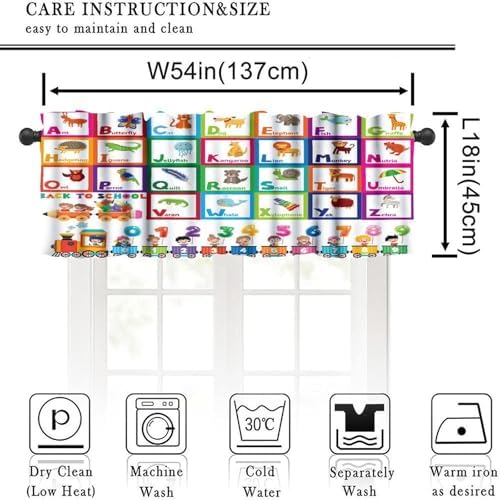 Alphabet Valances Curtains Cartoon Animal Education Letter Pattern Window - Image 2
