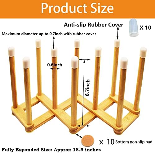 Bamboo Retractable Bottle Drying Rack Cup Dish Drying Racks, Sports Water - Image 2
