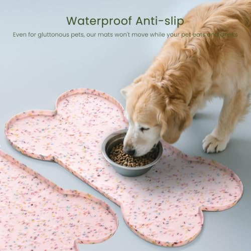 PWTAA Dog Food Mat Anti-Slip Silicone Dog Bowl Mat Thicker Pet Placemat - Image 3