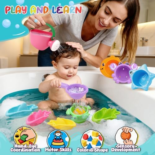 10 Pcs Bath Toys for Kids Ages 1-3, Bathtub & Pool Water Toys for Toddlers 1-3 - Image 2