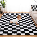 Super Soft Rug for Bedroom, 4x6 Ft Black and White Area Rug Classic Checkered by TOOHUB
