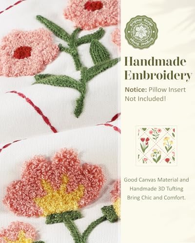Embroidered Throw Pillow Cover, 18x18 Inch, Ruffle Floral - Image 2
