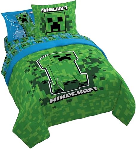 Minecraft Creeper Queen Comforter Set 7 Piece Kids Bedding by JayFranco