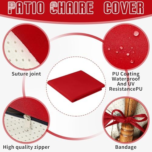 Tudomro 4 Pcs Outdoor High Back Chair Cushion Covers Waterproof Patio - Image 4