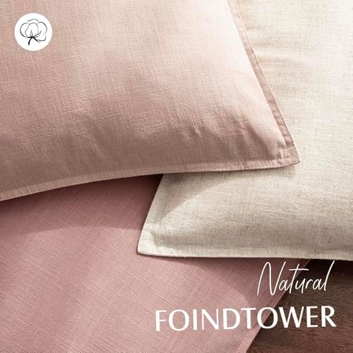 Foindtower Linen Solid Decorative Throw Pillow Covers 26x26 Inch Rose Pink - Image 4