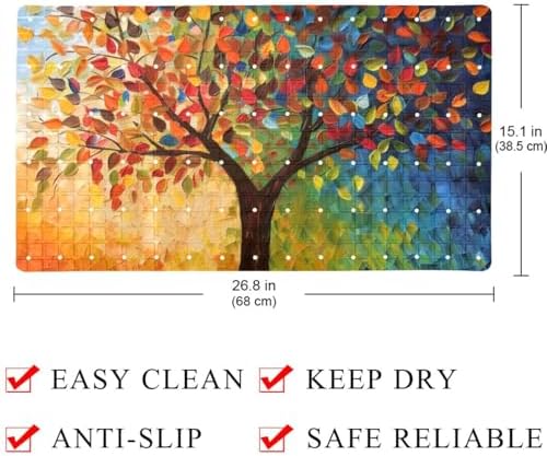 Shower Mat Non Slip 26.8 x 15.1 Inches, Colorful Trees Bathtub Mat Shower Stall - Image 4