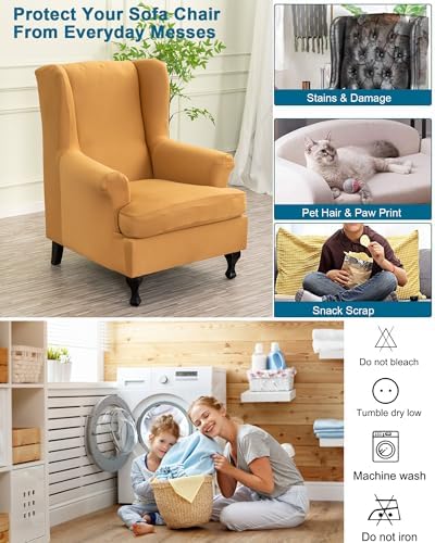 CRFATOP Wingback Chair Covers Wing Armchair Slipcovers - Image 4