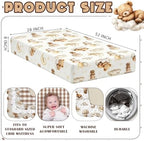 Peryiter 4 Pack Crib Sheets for Baby 52'' X 28" Brown Bear Crib Sheet - Image 2