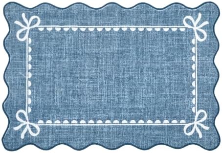 GarveeHome Scalloped Entryway Rug 2x3 Washable Bow Rug, Dark Blue - Image 4