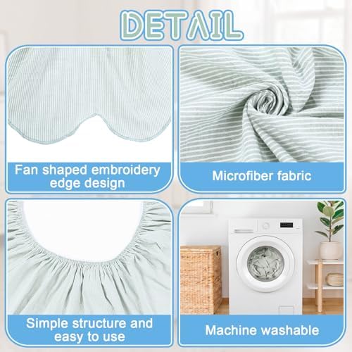 Mindsoft Green Scallop Edge Cotton Crib Skirt Ticking Strip Farmhouse Chic - Image 4