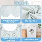 Mindsoft Green Scallop Edge Cotton Crib Skirt Ticking Strip Farmhouse Chic - Image 4