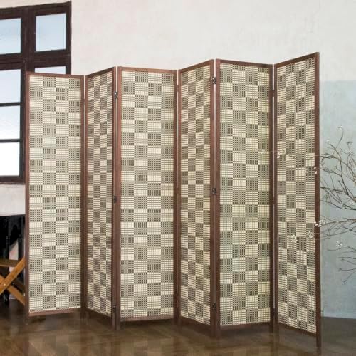 6 Panel Bamboo Room Divider, 5.6 ft Tall Double-Sided Folding Privacy Screen - Image 5