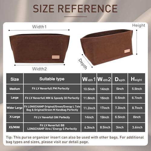 Doxo Purse Organizer Insert for Handbags & Base Shaper 2pc Set, Felt Neverfull - Image 2