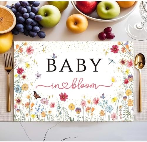 50 Pack Baby in Bloom Disposable Paper Placemats, 11x17 Inches Wildflower - Image 3