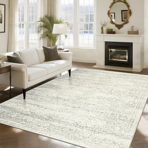 Washable Rugs 8x10 Area Rug for Living Room, Dining Room-Beige Green by Srugn