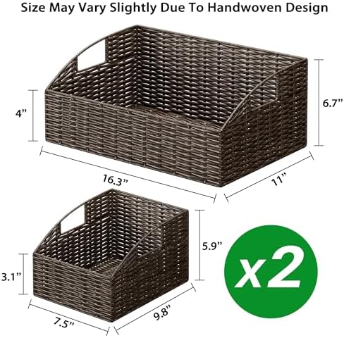 Pantry Baskets for Organizing, Wicker Basket Shelf Storage - Image 7