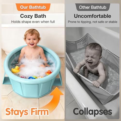 Baby Bathtub with Inflatable Top Edge, Extra Stable Infant Bath Tub, - Image 2