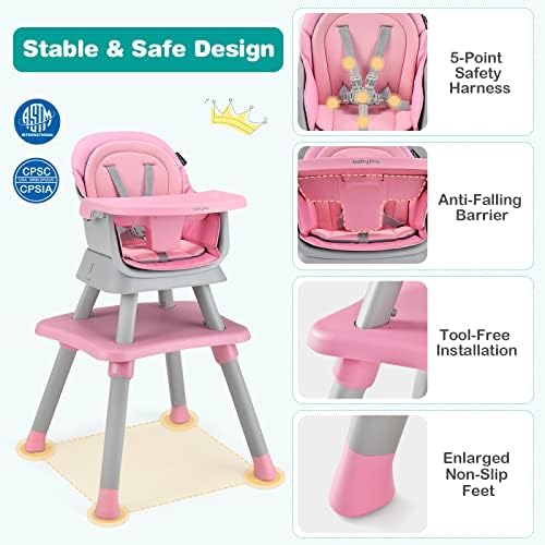 BABY JOY Baby High Chair, 8 in 1 Convertible Highchair - Image 3