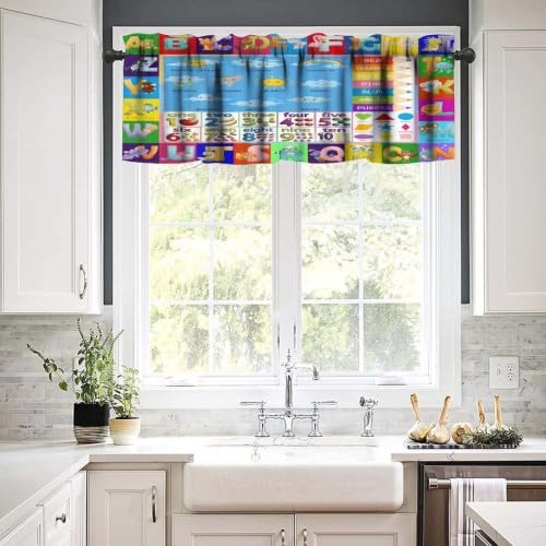 ABC Alphabet Valance Curtains Cartoon Colorful Animal Funny Education Learning - Image 6