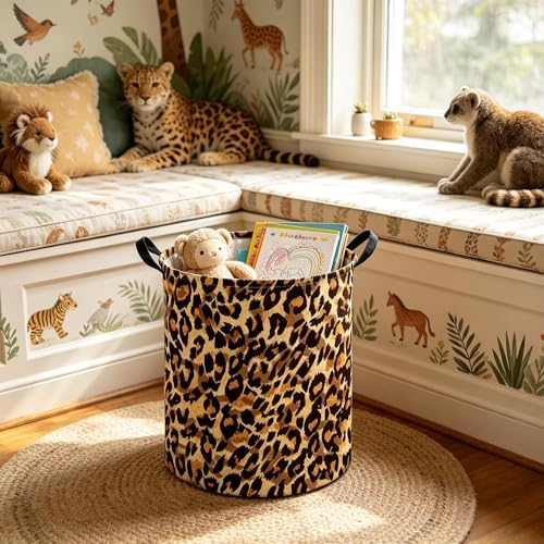 Kids Laundry Basket, Leopard pattern hamper, Nursery Hampers, Waterproof - Image 5