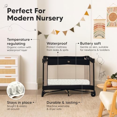 2 Pack and Play Sheets, Waterproof Mini Crib Sheet Fitted 38x26 - Image 5