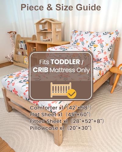 TinyPalsa 4-Piece Toddler Bedding Set, Toddler Bed Comforter Set - Image 3