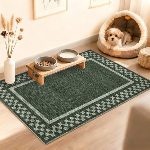 GarveeHome Small Washable Area Rug 2x3 Modern Checkered Entry Bedroom Rug by GarveeHome