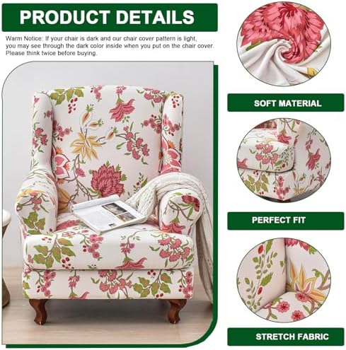 CRFATOP Wingback Chair Covers Stretch Armchair Slipcovers - Image 2