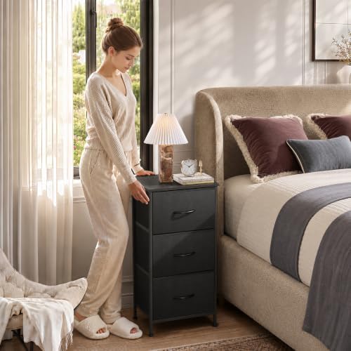 WLIVE Small Dresser Nightstand for Bedroom, 3 Drawers, Charcoal Black - Image 2