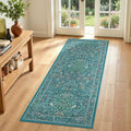 Teal Boho 2x5 Rug Runners for Hallways Non Slip, Whimsical Tree of Life Floral by Jainmy