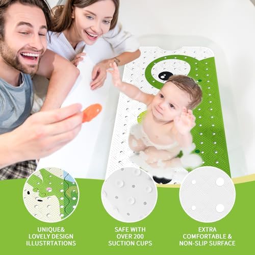 PRATIQUE Kids Bath Mat for Tub Non Slip，40 X 16 Inch Extra Long Kids Bathtub - Image 4