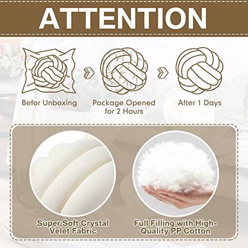 Namalu 7.87 Inches 2 Pcs Knot Pillow Decorative Throw Pillow, Cream White - Image 6