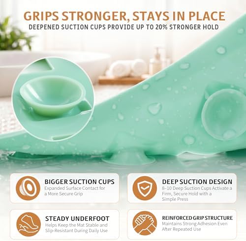 Yimobra Bathtub Mat Non Slip, Super Strong Suction Cups, 27.5"X15.5" Long - Image 3