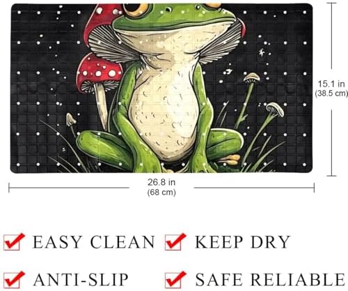 Shower Mat Non Slip 26.8 x 15.1 Inches, Mushrooms Frog Bathtub Mat Shower Stall - Image 4