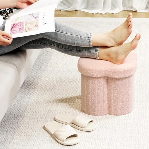 B FSOBEIIALEO Storage Ottoman Cube, Flowers Shaped Ottomans - Image 5