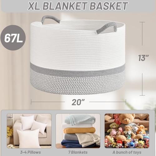 67L Large Blanket Basket, Woven Baskets - Image 6